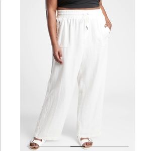 NWT Cabo Linen Wide Leg Pant in White with Drawstring and zipper pockets